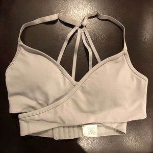 Alphalete light grey wrap bra